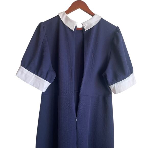 Riley & Rae Sheath Women Dress XL Textured Peterpan Collar Preppy Academia Twee - Picture 5 of 12